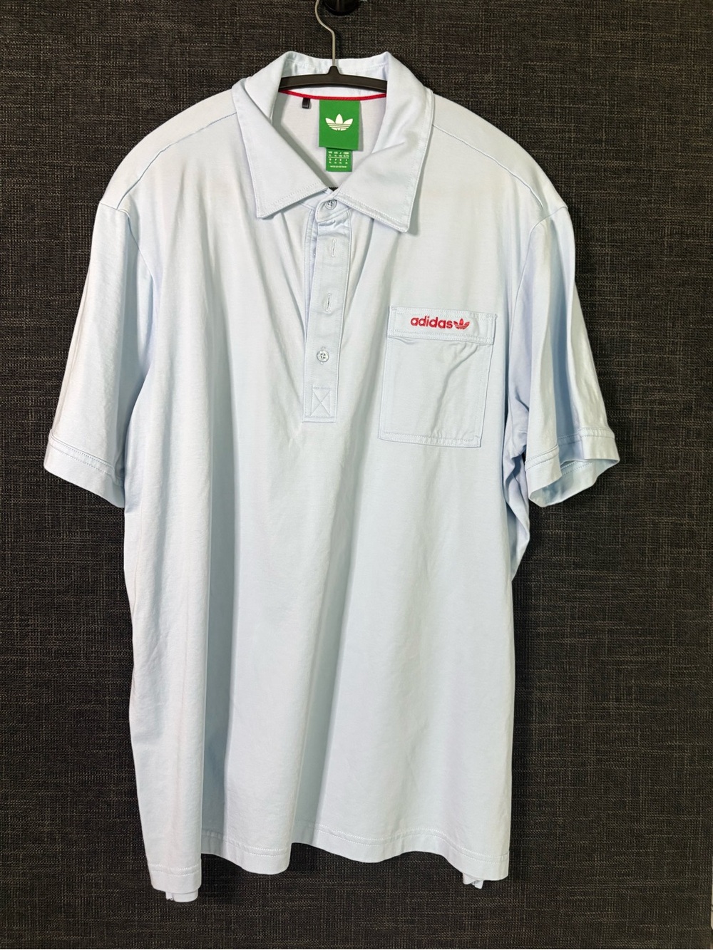 adidas Men’s Pale Blue Polo with Chest Pocket and Logo